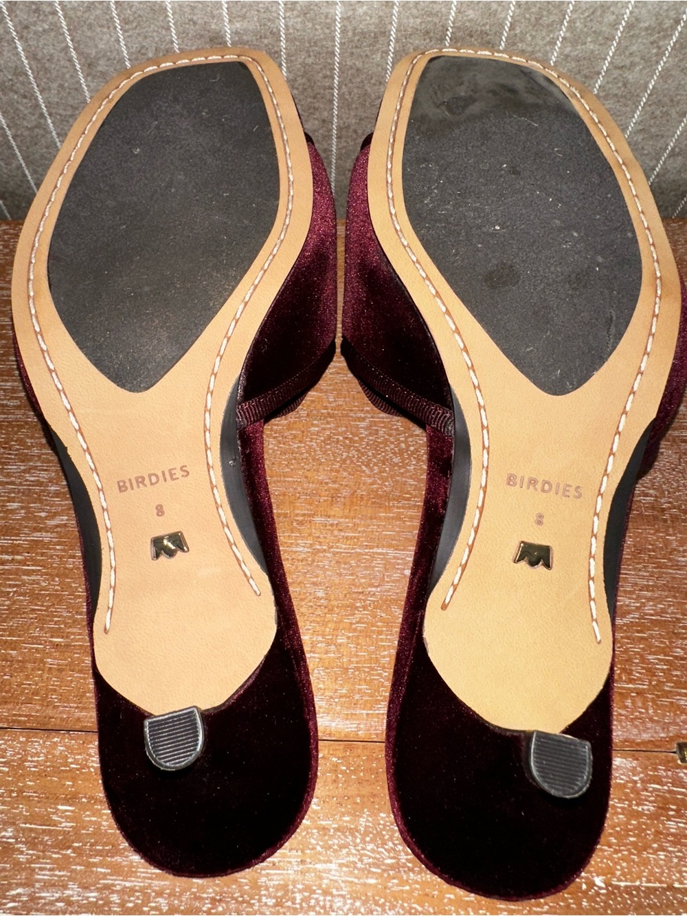Birdies Velvet Burgundy Kitten Slides with Red Rose Accent - Picture 7 of 8